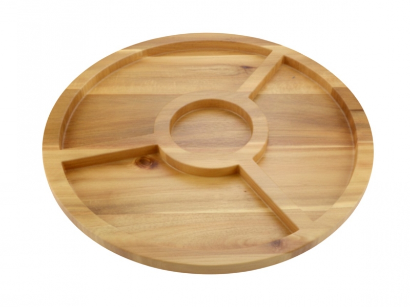 Divided acacia serving dish